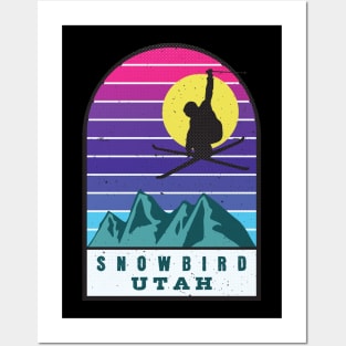 Ski Snowbird Utah Retro Sunset Posters and Art